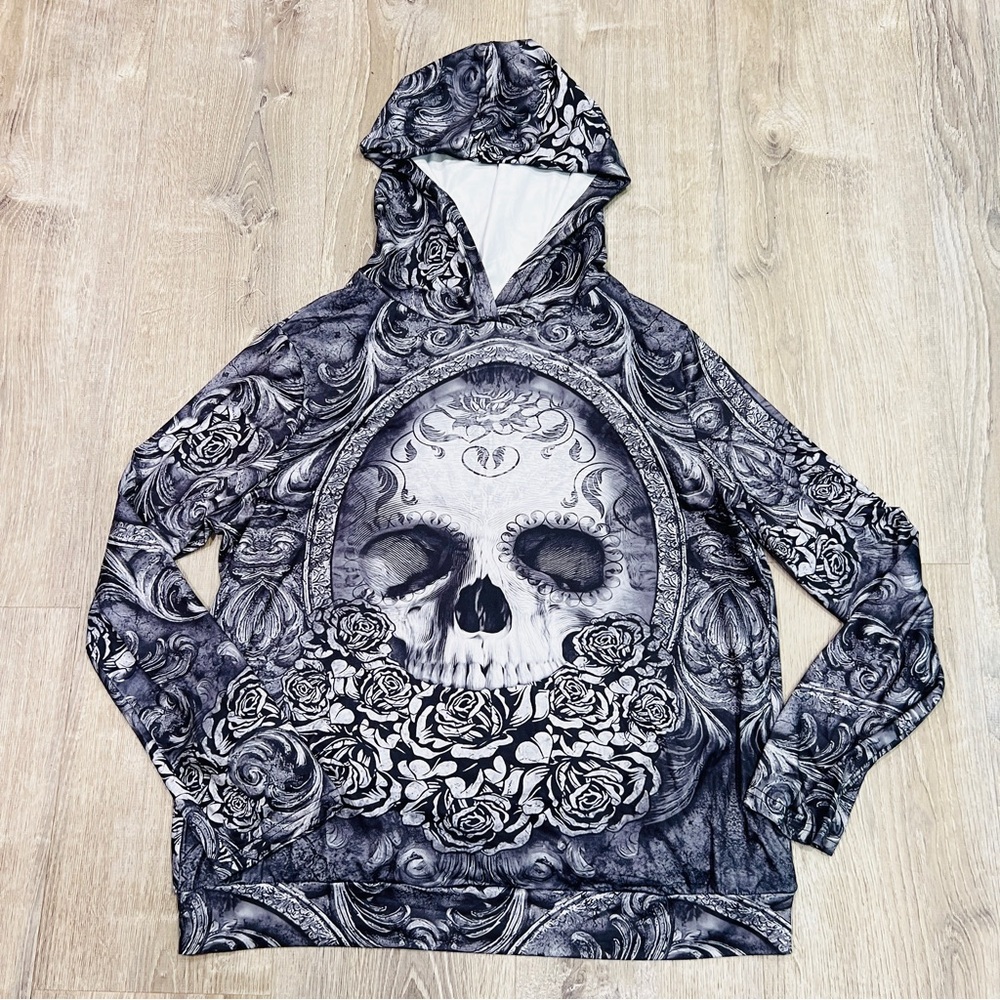 Ranlege Skull gothic long sleeve tee top size XXL Halloween punk rock grunge